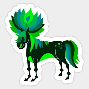 Green Petal Unicorn Sticker